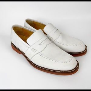 Johnston and Murphy sheepskin white loafers
